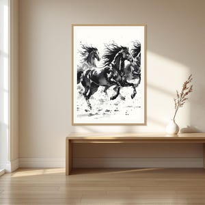 Frame TV, Neutral Aesthetic, Dining Room Art, Digital Art, Ink Wash Painting, Chinese Ink Painting Print image 1