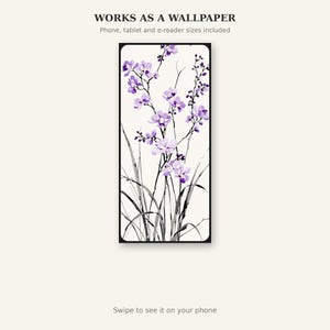 Orchid Wall Decor, Wabi Sabi Interior Art, Above Bed Decor, Fine Art Print, Ink Wash Painting, Chinese Ink Painting Print image 6