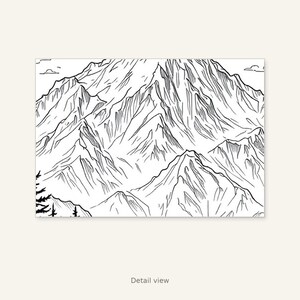 Arte mural de montaña, decoración japonesa, decoración para encima de la cama, arte de descarga instantánea, pintura a la tinta, impresión de pintura china a la tinta imagen 10