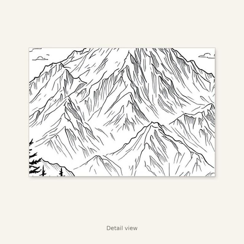 Arte mural de montaña, decoración japonesa, decoración para encima de la cama, arte de descarga instantánea, pintura a la tinta, impresión de pintura china a la tinta imagen 10