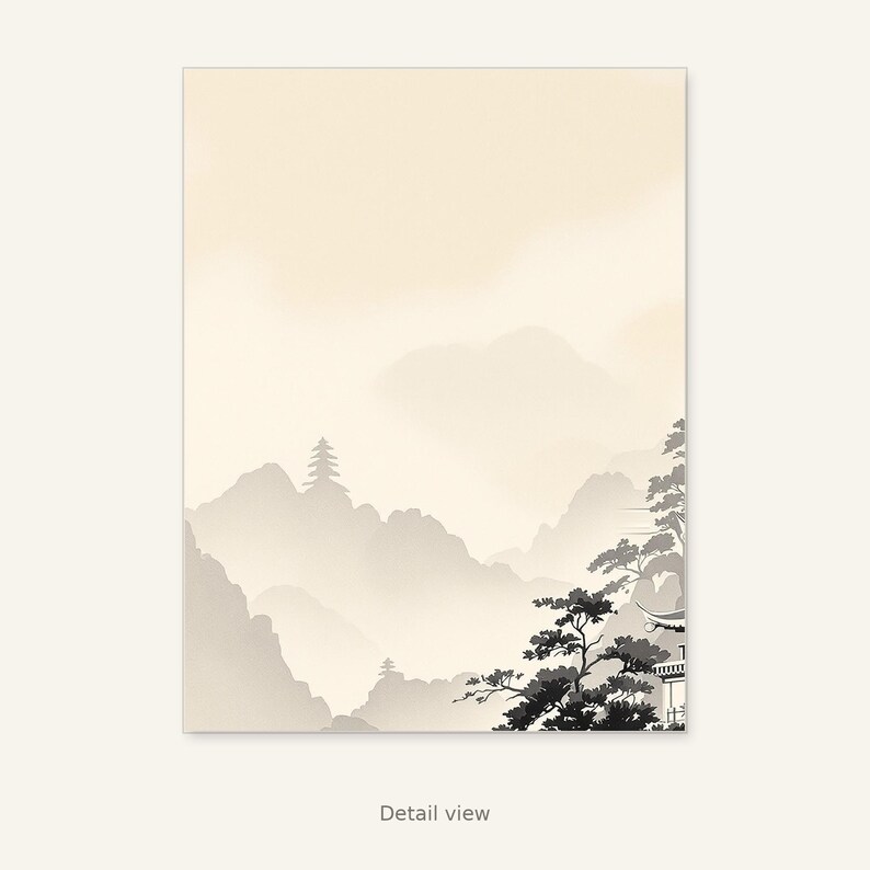 Set di 3 quadri asiatici a forma di pagoda, decorazione in stile Chinoiserie, set per parete galleria, download stampabile, pittura a inchiostro, stampa di pittura a inchiostro cinese immagine 2