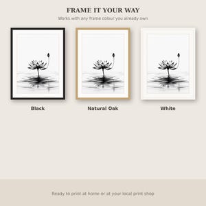 Lotus muurdecoratie, Chinoiserie decoratie, decoratie boven het bed, inktkunstprint, Chinese inkttekeningprint afbeelding 7