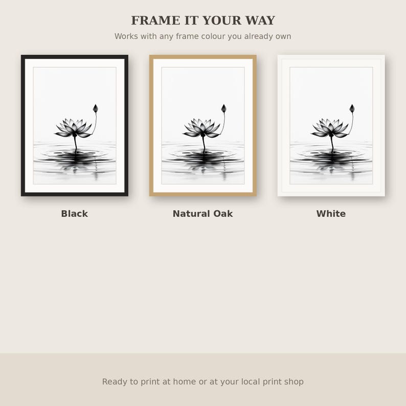 Lotus muurdecoratie, Chinoiserie decoratie, decoratie boven het bed, inktkunstprint, Chinese inkttekeningprint afbeelding 7