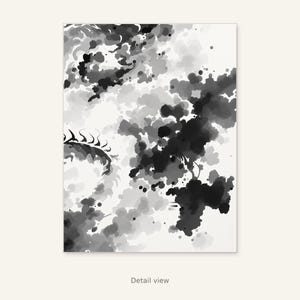 Conjunto de 3 láminas de arte mural asiático con dragones, decoración neutra, decoración de pared para spa, descarga instantánea de arte, pintura a la tinta, impresión de pintura china a la tinta. imagen 3