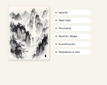 Ensemble de 3 tableaux asiatiques représentant une cascade, décoration neutre, art mural pour chambre, impression d'art à l'encre, reproduction de peinture chinoise à l'encre