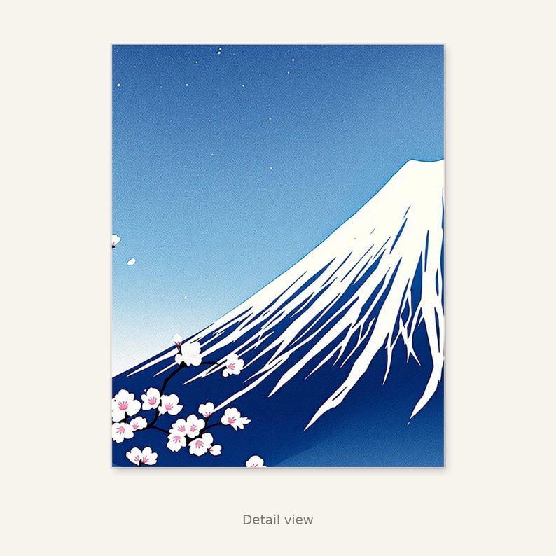 Affiche japonaise du Mont Fuji, art zen, décoration de salon, estampe à l'encre, estampe chinoise à l'encre image 2