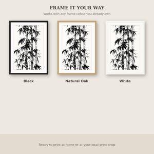 Bamboo Asian Wall Art Set of 3, Asian Decor, Office Wall Art, Instant Download Art, Ink Wash Painting, Chinese Ink Painting Print image 7