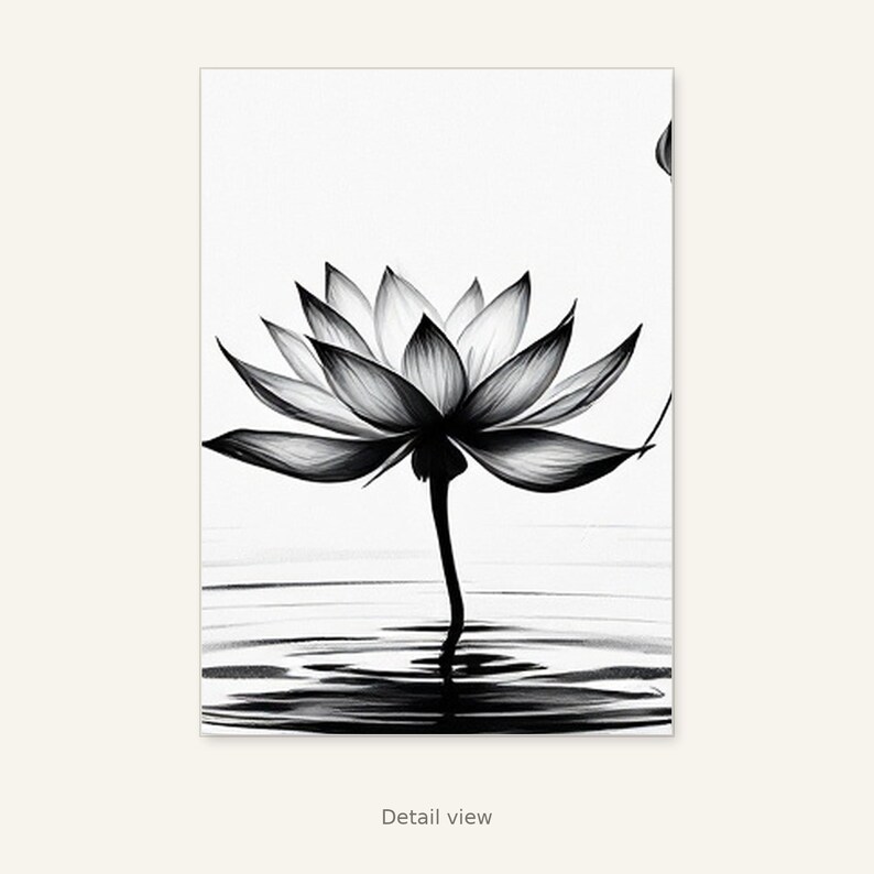 Lotus muurdecoratie, Chinoiserie decoratie, decoratie boven het bed, inktkunstprint, Chinese inkttekeningprint afbeelding 10