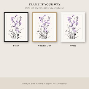 Orchid Wall Decor, Wabi Sabi Interior Art, Above Bed Decor, Fine Art Print, Ink Wash Painting, Chinese Ink Painting Print image 7