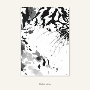 Tiger Art Print, Minimalist Print, Office Wall Art, Fine Art Print, Ink Wash Painting, Chinese Ink Painting Print image 3