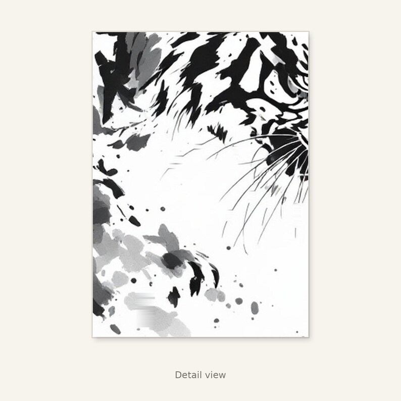 Tiger Art Print, Minimalist Print, Office Wall Art, Fine Art Print, Ink Wash Painting, Chinese Ink Painting Print image 3