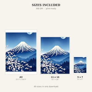Mount Fuji Japanese Wall Art, Neutral Interior Art, Bedroom Wall Art, Ink Art Print, Chinese Ink Painting Print image 4