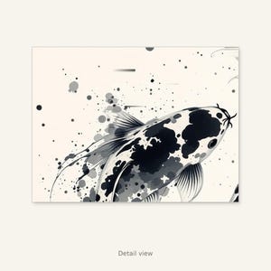 Koi Fish Wall Art, Zen Decor, Bedroom Wall Art, Ink Art Print, Chinese Ink Painting Print image 2