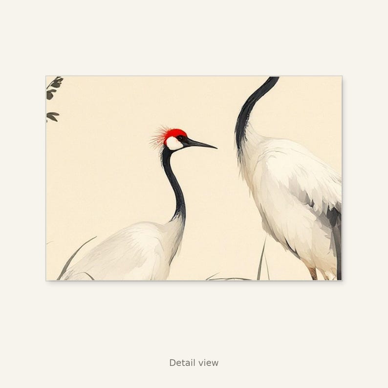 White Crane Printable Art, Asian Decor, Meditation Decor, Printable Download, Ink Wash Painting, Chinese Ink Painting Print image 10