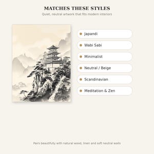 Set di 3 quadri asiatici a forma di pagoda, decorazione in stile Chinoiserie, set per parete galleria, download stampabile, pittura a inchiostro, stampa di pittura a inchiostro cinese immagine 9