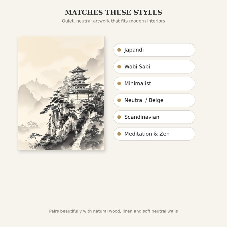 Set di 3 quadri asiatici a forma di pagoda, decorazione in stile Chinoiserie, set per parete galleria, download stampabile, pittura a inchiostro, stampa di pittura a inchiostro cinese immagine 9