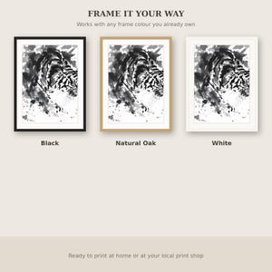 Tiger Asian Wall Art Set of 3, Oriental Decor, Living Room Art, Printable Download, Ink Wash Painting, Chinese Ink Painting Print image 7