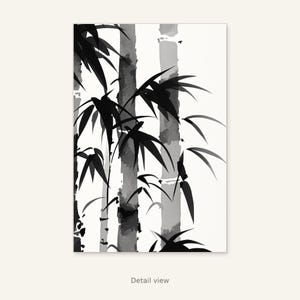 Bamboo Asian Wall Art Set of 3, Asian Decor, Office Wall Art, Instant Download Art, Ink Wash Painting, Chinese Ink Painting Print image 3