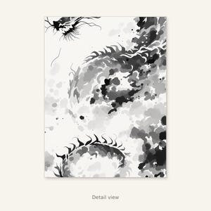 Dragon Printable Art, Japandi Wall Art, Above Bed Decor, Fine Art Print, Ink Wash Painting, Chinese Ink Painting Print image 10