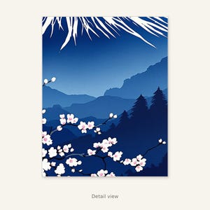 Mount Fuji Japanese Wall Art, Neutral Interior Art, Bedroom Wall Art, Ink Art Print, Chinese Ink Painting Print image 3
