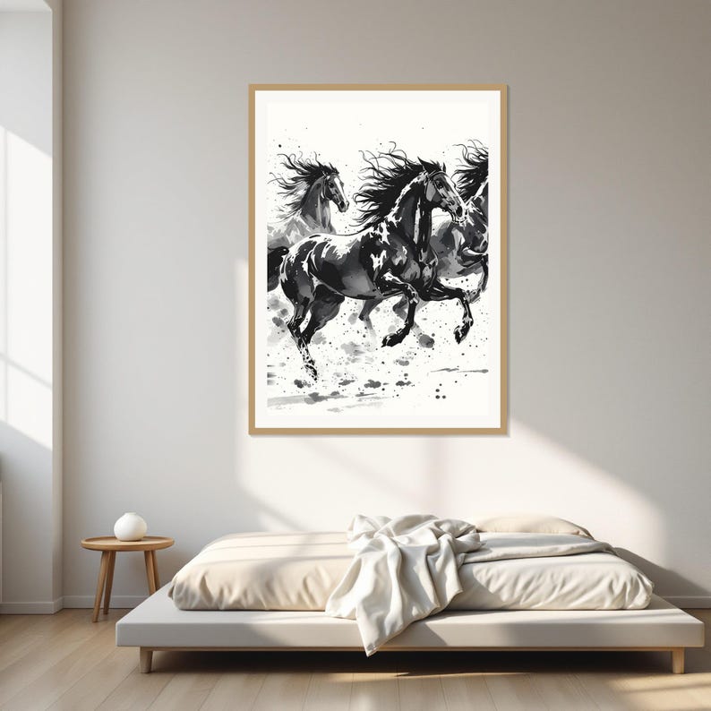Fondo de pantalla con tinta para iPad, arte de pared neutro, decoración para encima de la cama, descarga digital. imagen 1