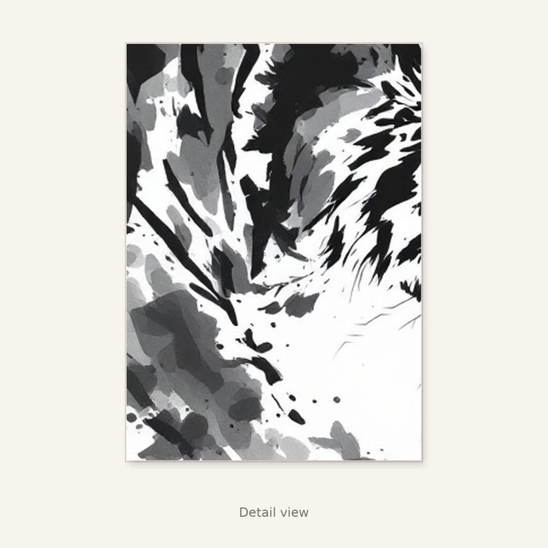 Tiger Art Print, Minimalist Print, Office Wall Art, Fine Art Print, Ink Wash Painting, Chinese Ink Painting Print image 10