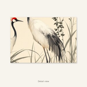 White Crane Printable Art, Asian Decor, Meditation Decor, Printable Download, Ink Wash Painting, Chinese Ink Painting Print image 3