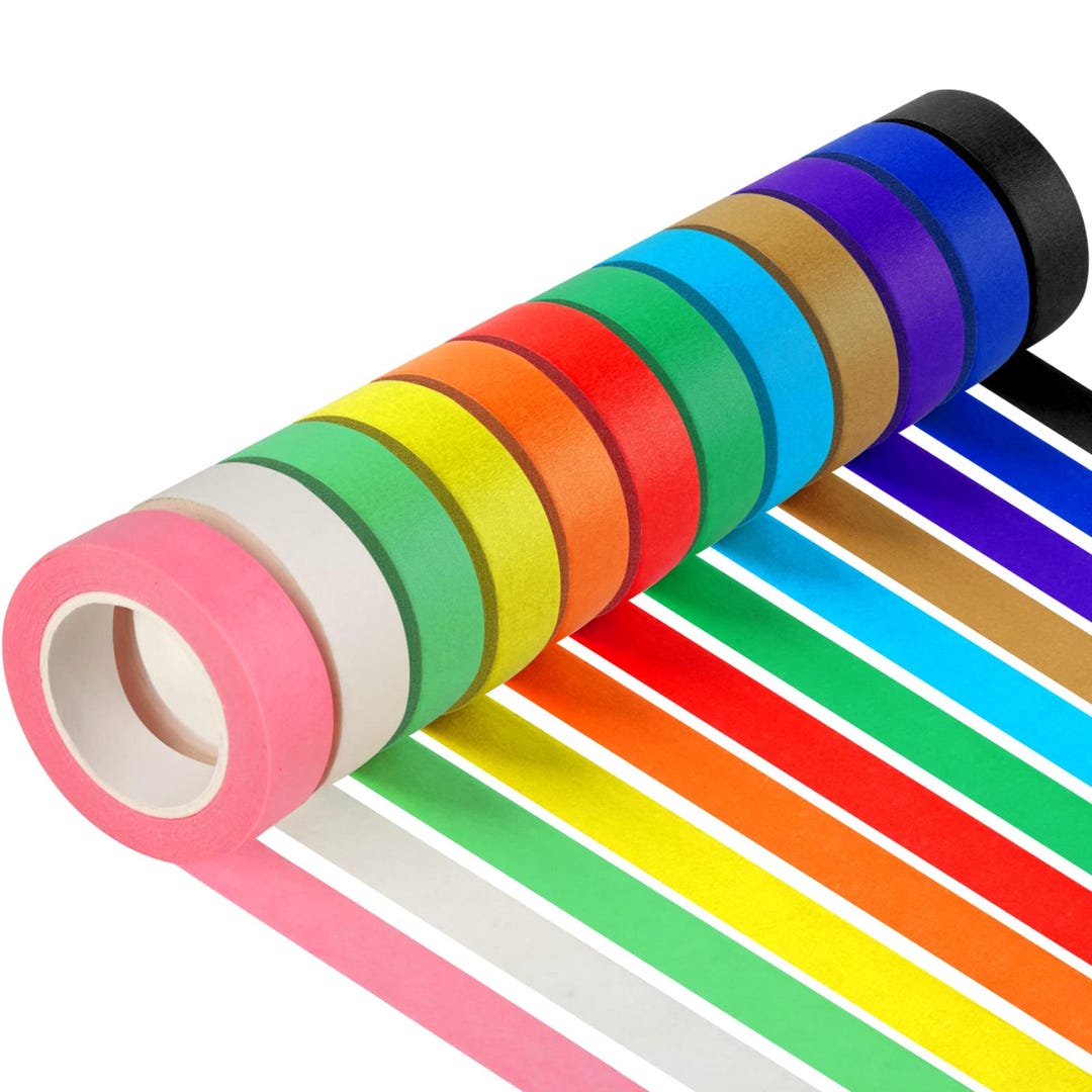 Colorrd Tape 12 Colored Masking Tape Rolls, DIY Craft Tape for Kids Art, Journaling ...