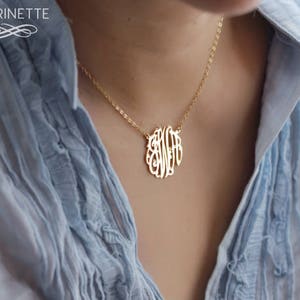 Gold monogram necklace Personalize necklace Gold monogram Bridesmaid gift Custom necklace Personalized jewelry Custom monogram image 4