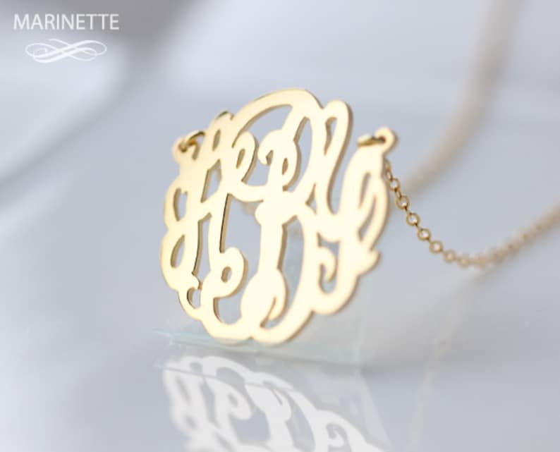 Gold monogram necklace  - Personalize necklace - Gold monogram - Bridesmaid gift - Custom necklace - Personalized jewelry - Custom monogram 