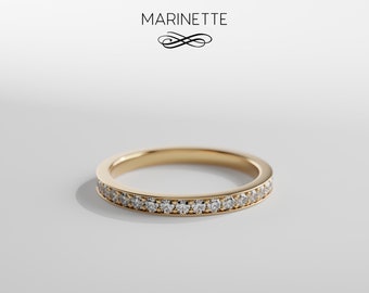 Eternity band ring - solid 14K gold and diamonds full circle