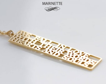 Solid 14K gold Personalized Motto, quote, or mantra necklace