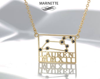 Constellation necklace - Gold and black diamonds