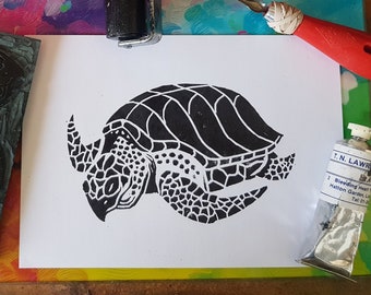 Turtle Lino Print
