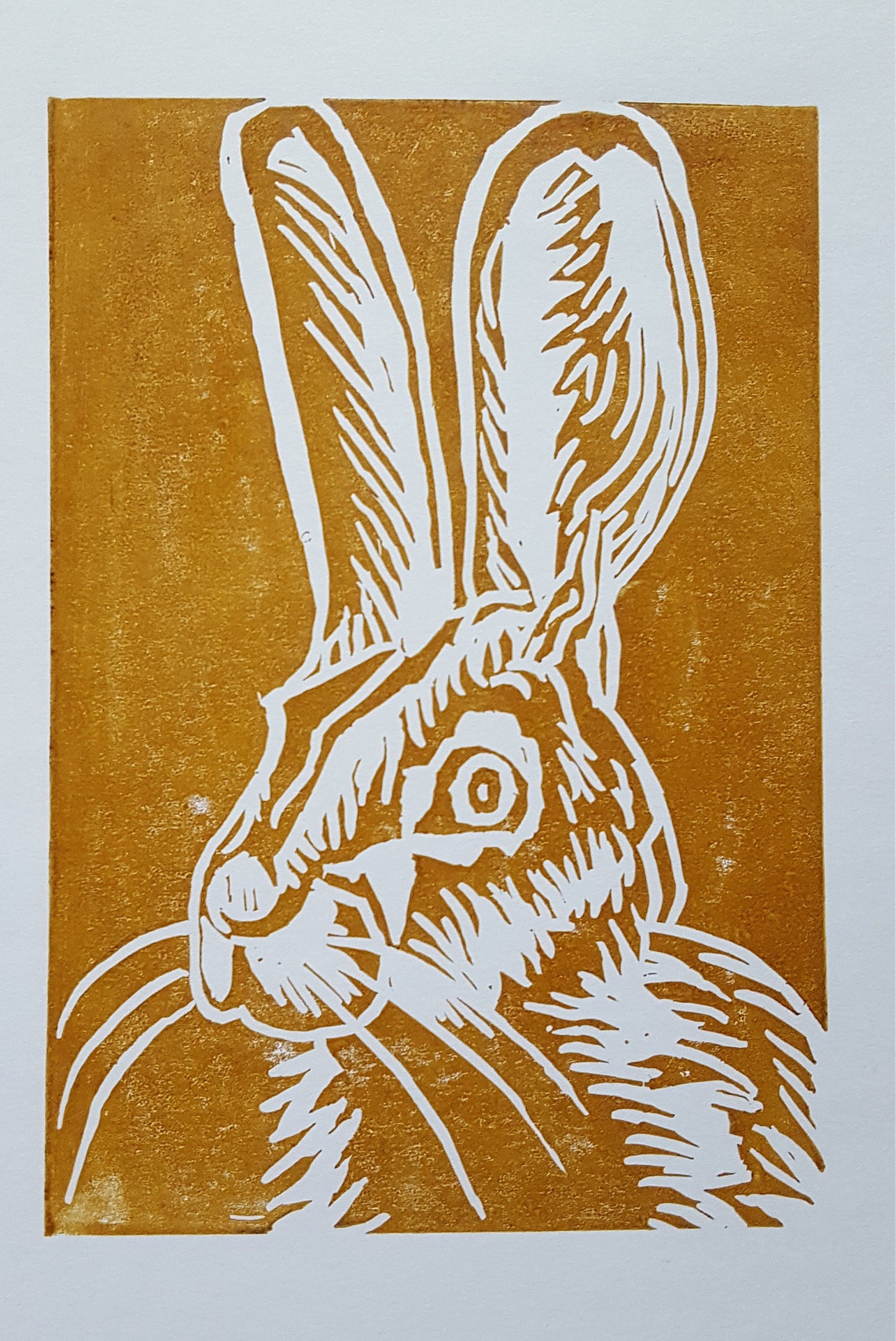 Hare Lino Print Hare Print Linocut Prints Mad March Hare Etsy