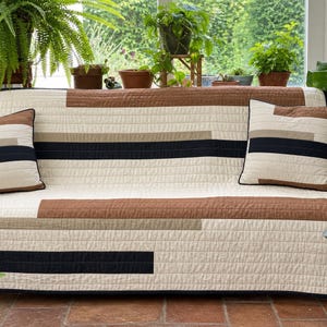 Black Minimalist Stripe Quilt Pattern PDF, Easy Beginner Patchwork, Full Queen King, Pillow Covers