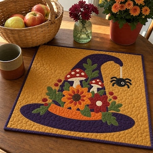 Witch Hat Garden Quilt Pattern, Raw Edge Fusible Applique (PDF)