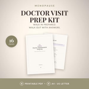 Minimalistischer Terminplaner für Arztbesuche in den Wechseljahren, Vorbereitungsset für Arztbesuche in der Perimenopause, druckbare Symptomübersicht und Fragenliste (digitaler Download)