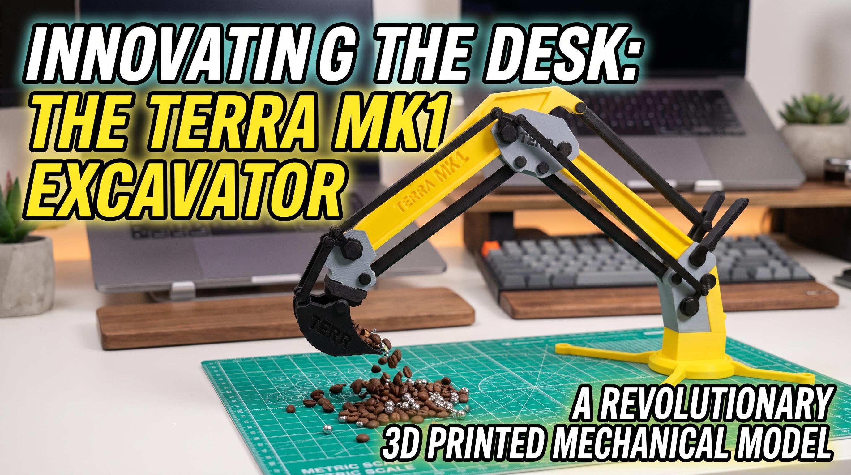 3D Printed Articulated Excavator Arm, Mechanical Digger Desk Toy, STEM Fidget Model