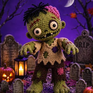 Patchwork Zombie Amigurumi Crochet Pattern, Halloween Doll Tutorial (PDF Download)