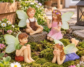 Miniature per giardino delle fate, statuette di fate in resina, decorazioni in miniatura per il giardino, decorazioni per vasi di piante, accessori in miniatura per il giardino