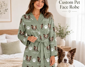 Custom Face Robe, Custom Pet Robe, Personalized Pet Photo Robe, Custom Name Bath Robe, Dog Face Robe, Dog Mom Gift for Her