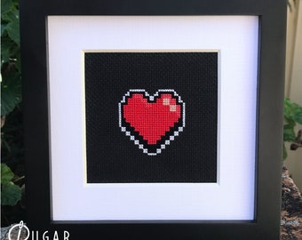 Pixel Heart Cross Stitch PDF Pattern - Immediate Download from Etsy - Gamer Love Geek Love