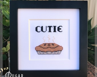 Cutie Pie Cross Stitch Pattern (Printable PDF) - Immediate Download from Etsy - Love, Valentine or Anniversary!