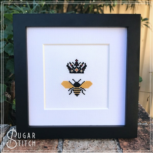 Queen Bee Cross Stitch Pattern (Printable PDF) - Immediate Download from Etsy!