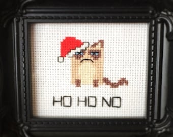 Grumpy Cat Santa Cross Stitch Pattern - Kawaii Version  ( Printable PDF ) - Immediate Download from Etsy - Tarder Sauce Cute Kitten