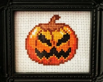 Halloween Pumpkin Printable Cross Stitch Pattern ( Printable PDF) - Immediate Download from Etsy - Unique Needle Craft for Hallow's Eve
