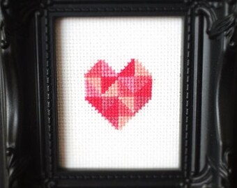 Geometric Heart Cross Stitch PDF Pattern - Immediate Download from Etsy -  Love Pink and Purple