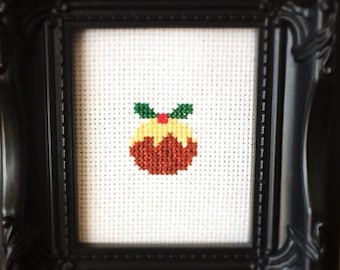 Christmas Pudding Cross Stitch PDF Pattern - Immediate Download from Etsy - Holly, Cherry, Yummy SugarStitch