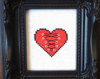 Corset Heart Printable Cross Stitch Pattern (PDF) - Immediate Download from Etsy - Burlesque & Sexy Unique Needle Craft